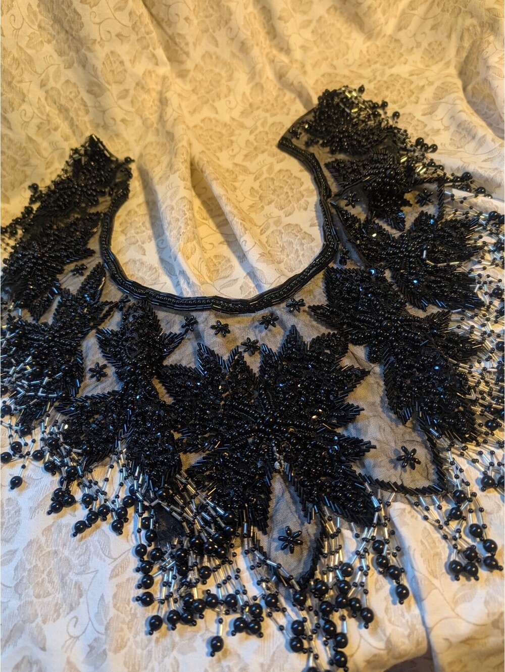 Black Beaded Lace Decorative Collar